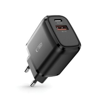 iKi C20W USB-C + USB-A PD20W QC3.0 hálózati töltő - fekete