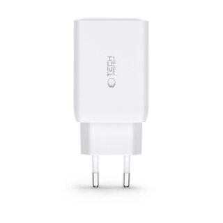 iKi C65W 2x USB-C + USB-A PD65W/QC3.0 hálózati töltő adapter - fehér