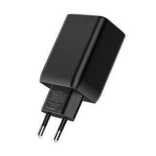 iKi C65W 2x USB-C + USB-A PD65W/QC3.0 hálózati töltő adapter - fekete