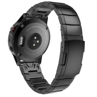 iKi Linkband Garmin Fenix 5/6/6 Pro láncszemes fém szíj - fekete