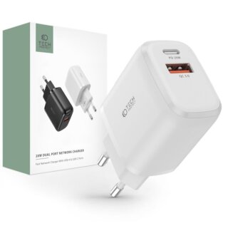 iKi C20W hálózati töltő USB-C PD20W + USB-A QC3.0 - fehér