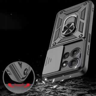 iKi Camshield Pro Motorola Moto G15 ütésálló kemény hátlap tok + állvány - fekete