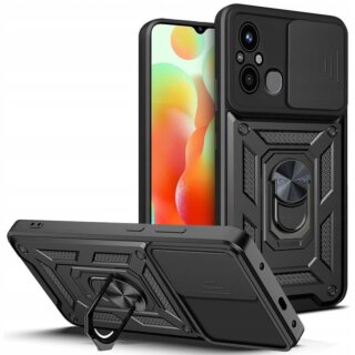 iKi CamShield Pro Xiaomi Redmi 12C ütésálló hátlap tok kameravédővel - fekete