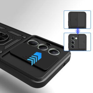 iKi Camshield Pro Xiaomi Redmi 15 4G / 5G ütésálló kemény hátlap tok kitámasztóval - fekete