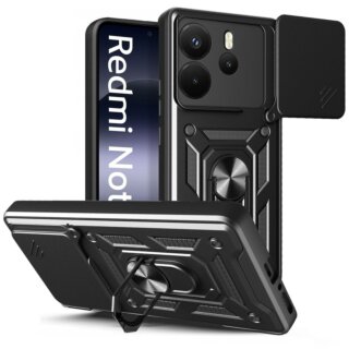iKi Camshield Pro Xiaomi Redmi Note 14 4G / LTE ütésálló kemény hátlap tok + állvány - matt fekete