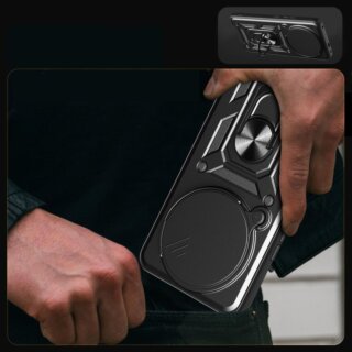 iKi Camshield Pro Xiaomi Redmi Note 14 Pro 5G / Poco X7 5G ütésálló kemény hátlap tok + állvány - matt fekete