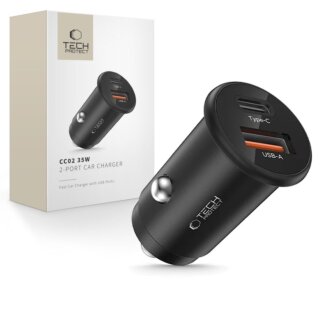 iKi CC02 autós szivargyújtós töltő (USB-A, USB-C) PD35W QC3.0 - fekete