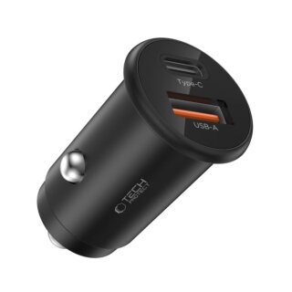 iKi CC02 autós szivargyújtós töltő (USB-A, USB-C) PD35W QC3.0 - fekete