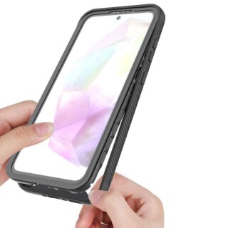 iKi Defense Samsung Galaxy A36 / A56 5G kemény hátlap tok + előlap - fekete/átlátszó