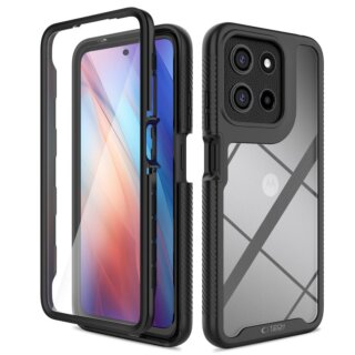 iKi Defense Motorola Moto G15 / G15 Power / E15 kemény hátlap tok + előlap - fekete/átlátszó