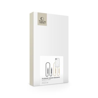 iKi Flexair Chain MagSafe iPhone 16e szilikon hátlap tok + nyakpánt - átlátszó/fekete/bézs