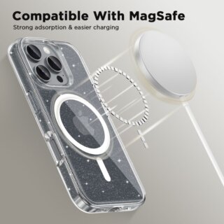 iKi Flexair Hybrid MagSafe iPhone 16 Pro szilikon hátlap tok - átlátszó/csillámos