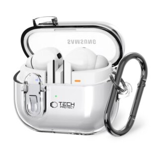 iKi Flexair Samsung Galaxy Buds 3 / 3 Pro szilikon tok + karabíner - átlátszó