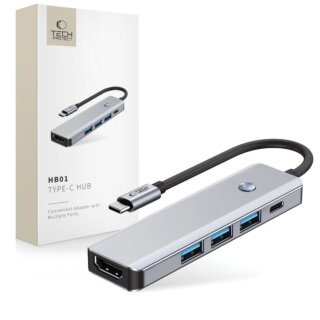 iKi HB01 5in1 USB-C hub (USB-C + 3xUSB-A + HDMI 4K 60Hz) PD100W - asztroszürke