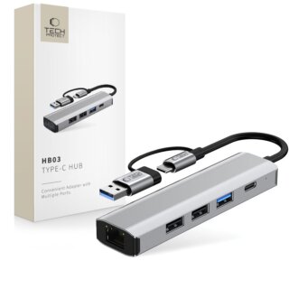 iKi HB03 5in1 USB-C hub (1xUSB-C + 3xUSB-A + Ethernet) - asztroszürke