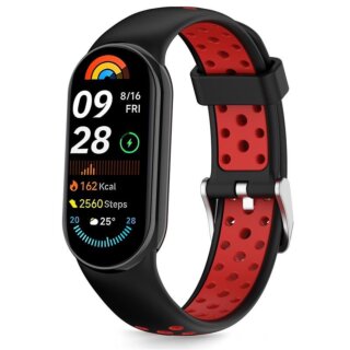iKi Iconband Air Xiaomi Smart Band 8 / 9 / 10 / 10 NFC szilikon szíj - fekete/piros