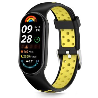 iKi Iconband Air Xiaomi Smart Band 8 / 9 / 10 / 10 NFC szilikon szíj - fekete/sárga
