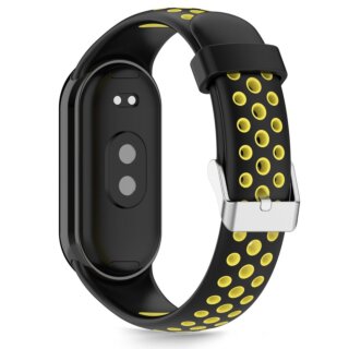 iKi Iconband Air Xiaomi Smart Band 8 / 9 / 10 / 10 NFC szilikon szíj - fekete/sárga