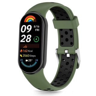iKi Iconband Air Xiaomi Smart Band 8 / 9 / 10 / 10 NFC szilikon szíj - fekete/zöld