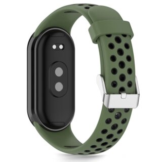 iKi Iconband Air Xiaomi Smart Band 8 / 9 / 10 / 10 NFC szilikon szíj - fekete/zöld