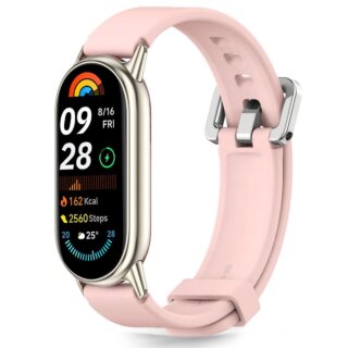 iKi Iconband Classic Xiaomi Smart Band 8 / 9 / 10 / 10 NFC szilikon szíj - rózsaszín