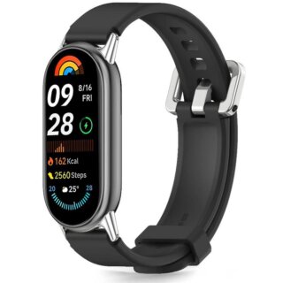 iKi Iconband Classic Xiaomi Smart Band 8 / 9 / 10 / 10 NFC szilikon szíj - fekete