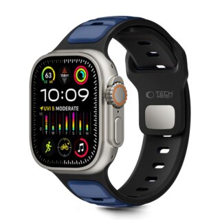 iKi Iconband Line Apple Watch 46mm / 45mm / 44mm / Ultra 49mm szilikon szíj - fekete/kék