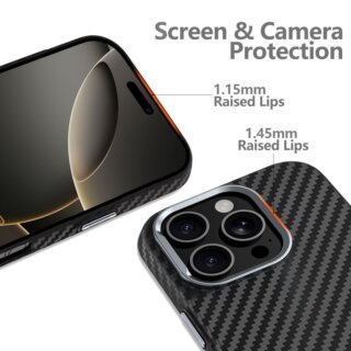 iKi Ion Carbon MagSafe Samsung Galaxy S25 Ultra kemény hátlap tok - fekete/ezüst