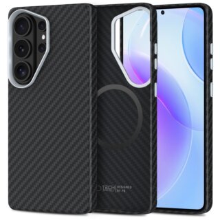 iKi Ion Carbon MagSafe Samsung Galaxy S26 Ultra kemény hátlap tok - fekete/ezüst