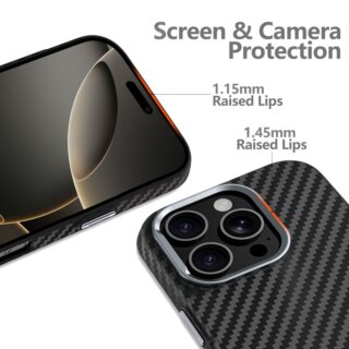 iKi Ion Carbon MagSafe iPhone 16 Pro Max kemény hátlap tok - fekete/ezüst