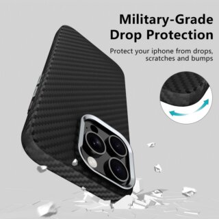 iKi Ion Carbon MagSafe iPhone 16e kemény hátlap tok - fekete/ezüst