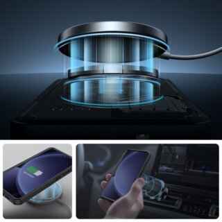 iKi Kevlar MagSafe+ Samsung Galaxy S25 ütésálló kemény tok kameravédővel + kitámasztó + előlap - fekete