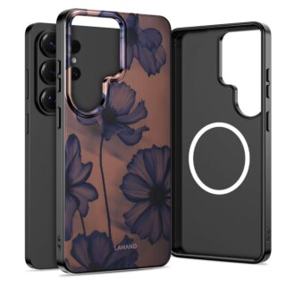 iKi Lamano MagSafe Samsung Galaxy S26 Ultra kemény hátlap tok - narancssárga/virágos