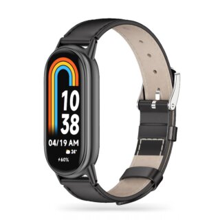 iKi Leatherfit Xiaomi Smart Band 8 / 8 NFC bőr szíj - fekete