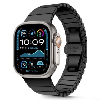 iKi Discovery Apple Watch 46mm / 45mm / 44mm / Ultra 49mm fém szíj - fekete