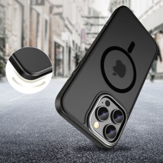 iKi MagEdge MagSafe iPhone 16 Pro Max kemény ütésálló hátlap tok - fekete