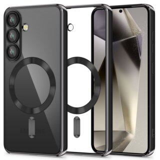 iKi MagFLex MagSafe Samsung Galaxy S25 FE szilikon hátlap tok - átlátszó/fekete