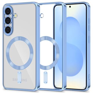 iKi MagFlex MagSafe Samsung Galaxy S25 szilikon hátlap tok - kék/átlátszó