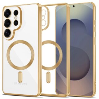 iKi Magflex MagSafe Samsung Galaxy S26 Ultra szilikon hátlap tok - arany/átlátszó