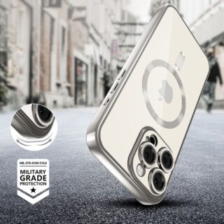 iKi MagFlex MagSafe iPhone 16 Pro szilikon hátlap tok - átlátszó/ezüst