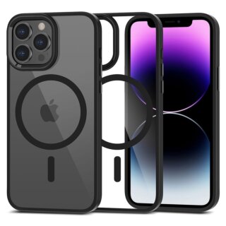 iKi Magmat MagSafe iPhone 13 Pro Max kemény hátlap tok - átlátszó/fekete