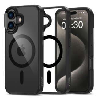 iKi Magmat MagSafe iPhone 16 kemény hátlap tok - fekete/átlátszó
