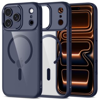 iKi MagMat MagSafe iPhone 17 Pro kemény hátlap tok - kék/átlátszó