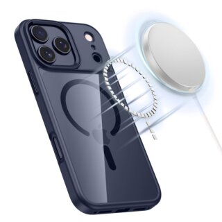 iKi MagMat MagSafe iPhone 17 Pro kemény hátlap tok - kék/átlátszó