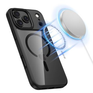 iKi Magmat MagSafe iPhone 17 Pro Max kemény hátlap tok - átlátszó/fekete