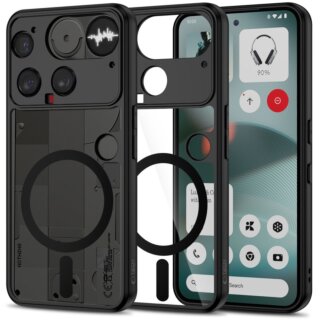 iKi Magmat MagSafe Nothing Phone 3 kemény hátlap tok - átlátszó/fekete