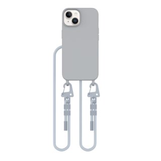 iKi Magnecklace MagSafe iPhone 14 szilikon hátlap tok + nyakpánt - szürke