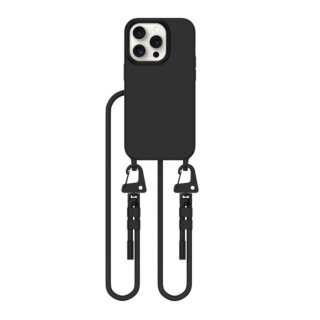 iKi Magnecklace MagSafe iPhone 14 Pro szilikon hátlap tok + nyakpánt - fekete