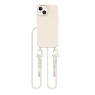 iKi Magnecklace MagSafe iPhone 15 szilikon hátlap tok + nyakpánt - bézs