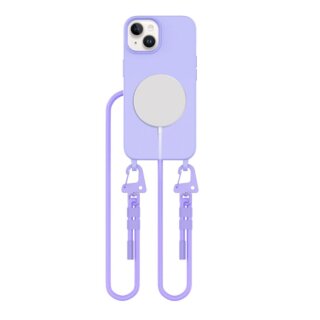 iKi Magnecklace MagSafe iPhone 15 szilikon hátlap tok + nyakpánt - lila